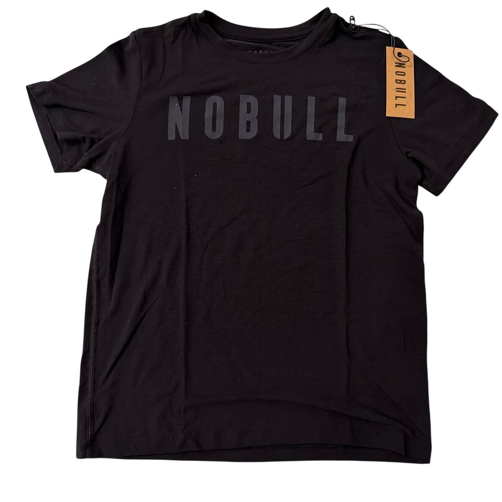 NOBULL Kids Tee Black Short Sleeve Logo Training Shirt Size Medium NWT